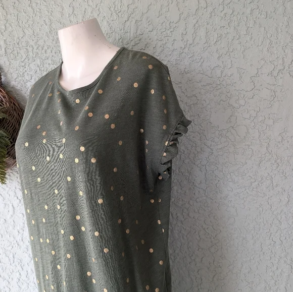 BODEN Faye Jersey T-Shirt Dress‎ Size 6reg  polka Dot Alder Gold Foil - Picture 3 of 8